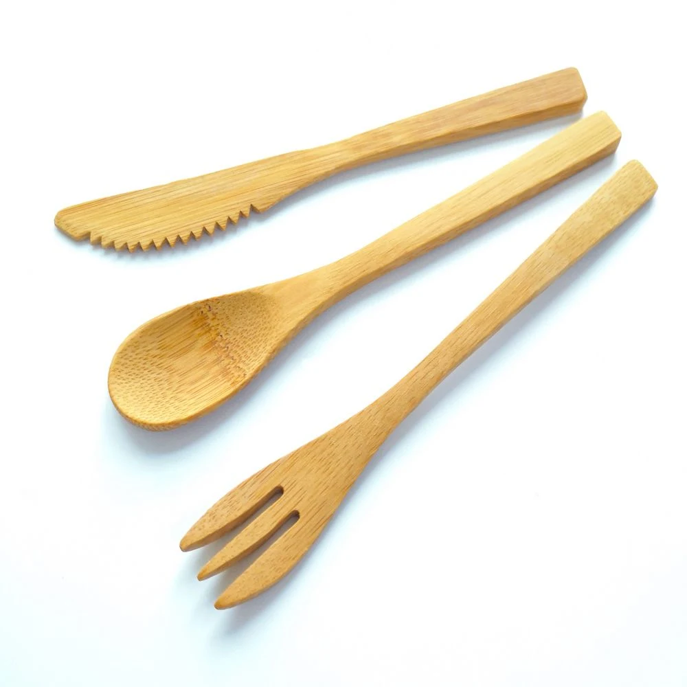 Jm Reusable Bamboo Cutlery Forks Knives & Spoons Perfect Replacement for Plastic