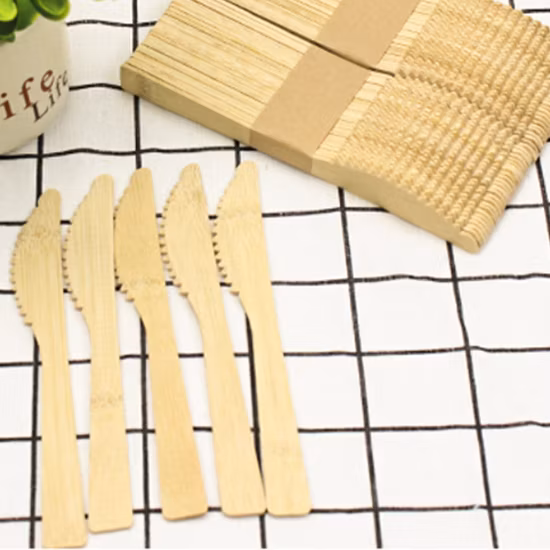 100% натуральные одноразовые бамбуковые столовые приборы длиной 170 мм, бамбуковый нож, печать на заказ для ресторана